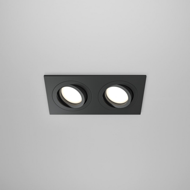 Lampa podtynkowa spot 2 punktowa Atom 17,5x9,2cm czarna Maytoni