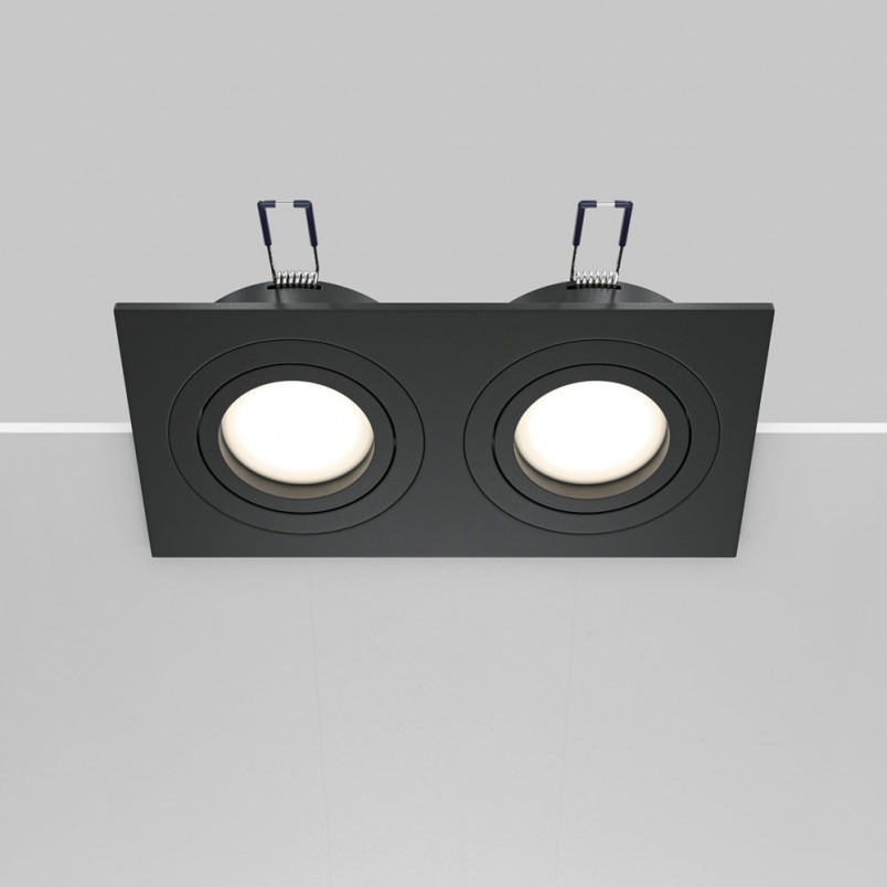 Lampa podtynkowa spot 2 punktowa Atom 17,5x9,2cm czarna Maytoni