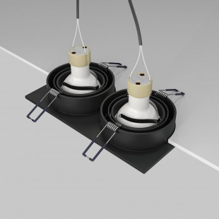 Lampa podtynkowa spot 2 punktowa Atom 17,5x9,2cm czarna Maytoni
