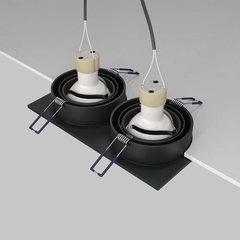 Lampa podtynkowa spot 2 punktowa Atom 17,5x9,2cm czarna Maytoni
