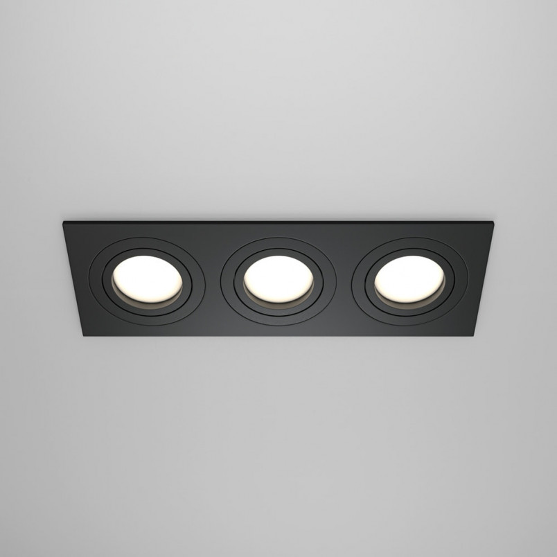 Lampa podtynkowa spot 3 punktowa Atom 25,6x9,2cm czarna Maytoni