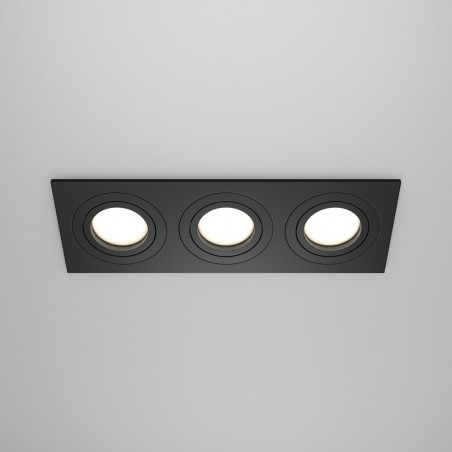 Lampa podtynkowa spot 3 punktowa Atom 25,6x9,2cm czarna Maytoni