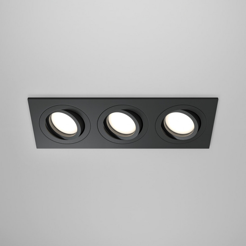 Lampa podtynkowa spot 3 punktowa Atom 25,6x9,2cm czarna Maytoni