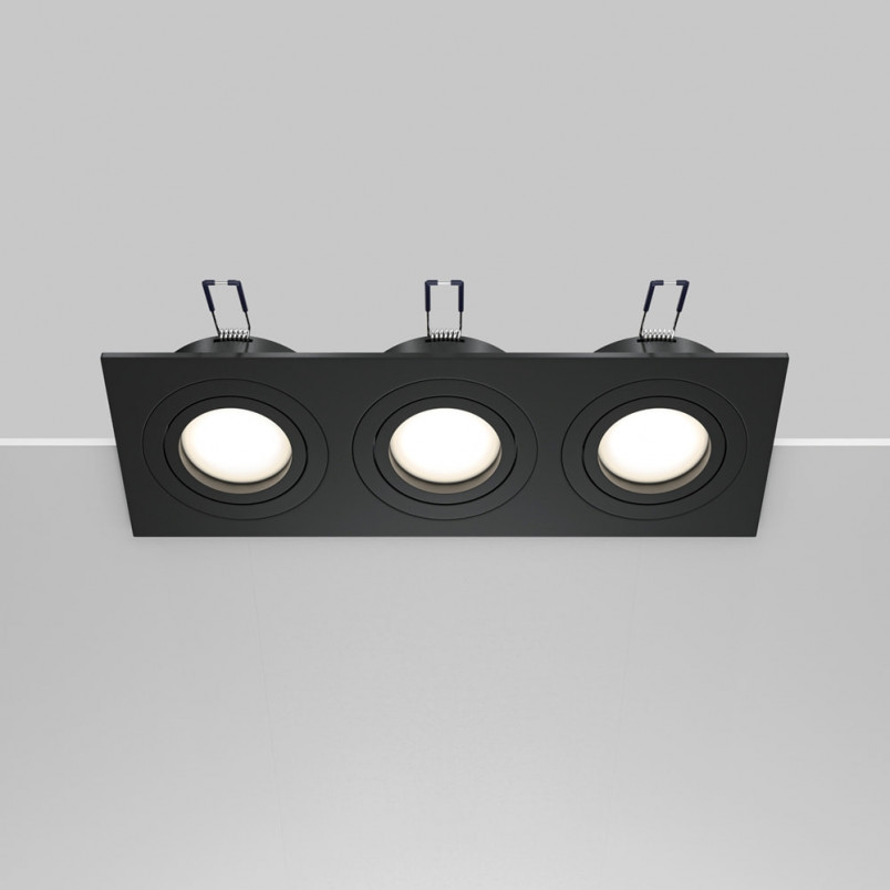 Lampa podtynkowa spot 3 punktowa Atom 25,6x9,2cm czarna Maytoni