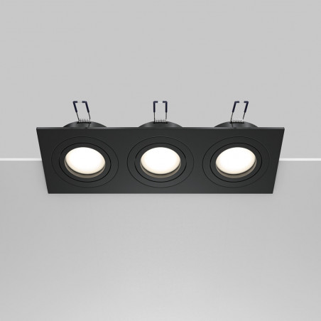 Lampa podtynkowa spot 3 punktowa Atom 25,6x9,2cm czarna Maytoni