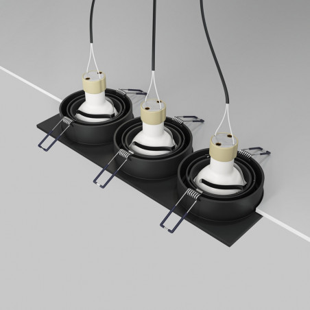 Lampa podtynkowa spot 3 punktowa Atom 25,6x9,2cm czarna Maytoni