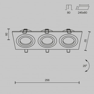 Lampa podtynkowa spot 3 punktowa Atom 25,6x9,2cm czarna Maytoni