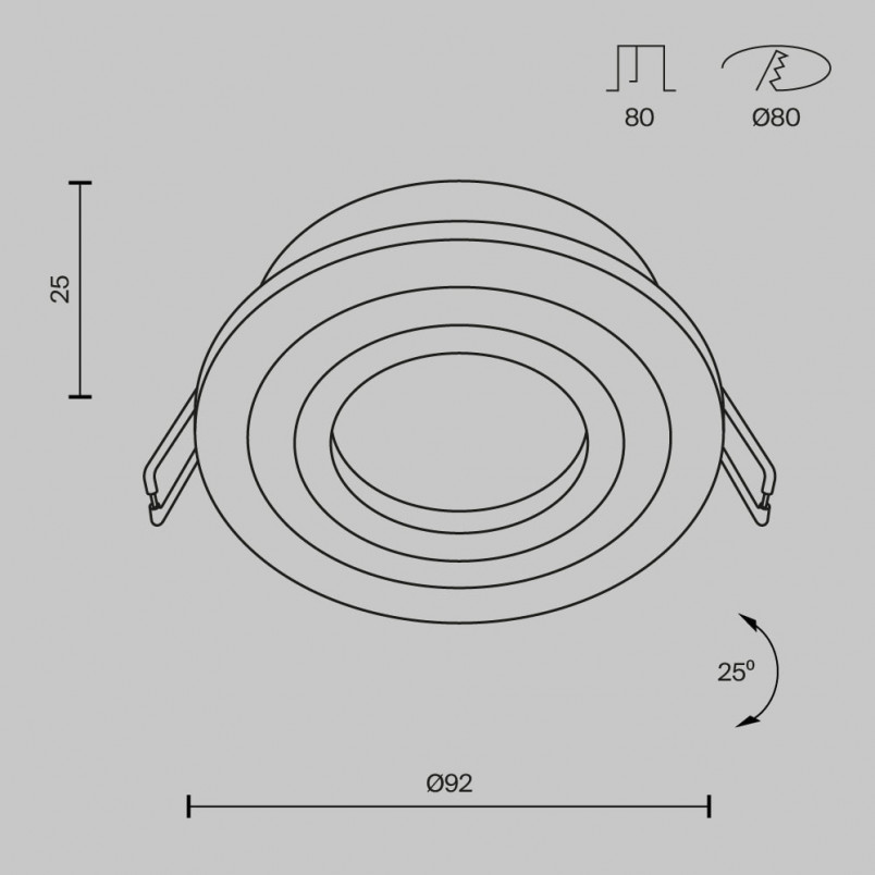 Lampa podtynkowa spot okrągła Atom 9,2cm czarna Maytoni