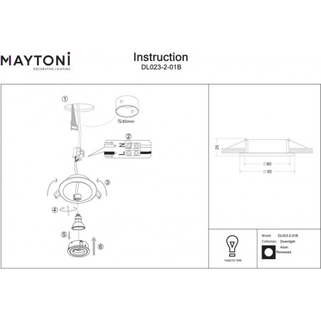 Lampa podtynkowa spot okrągła Atom 9,2cm czarna Maytoni