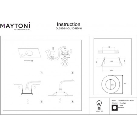 Lampa podtynkowa spot do łazienki Stark 8,4cm biała Maytoni