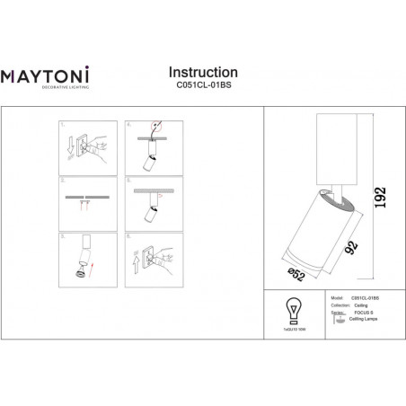 Reflektor sufitowy Focus S 5,2cm H19,2cm mosiądz Maytoni