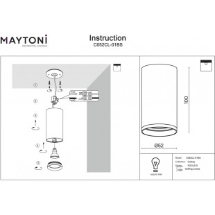 Lampa tuba spot Focus S 5,2cm mosiężna Maytoni
