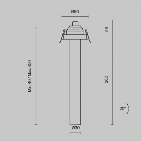 Reflektor podtynkowy Focus T LED 3000K 3cm H31,6cm biały Maytoni
