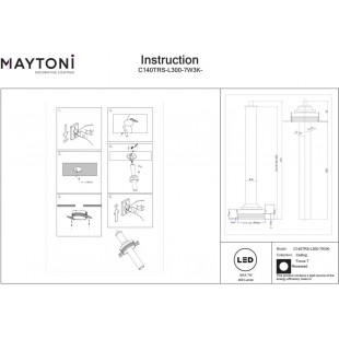 Reflektor podtynkowy Focus T II LED 3000K 3cm H31,6cm mosiądz Maytoni