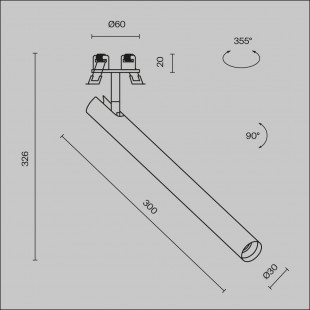 Reflektor sufitowy podtynkowy Focus T LED 3000K 3cm H30cm mosiądz Maytoni