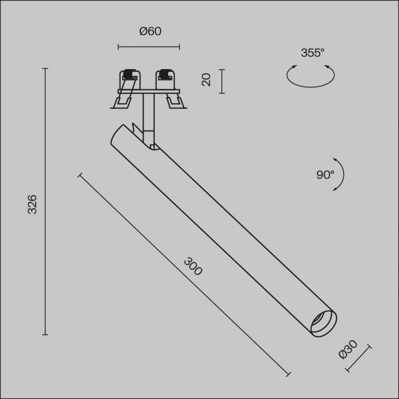 Reflektor sufitowy podtynkowy Focus T LED 3000K 3cm H30cm mosiądz Maytoni