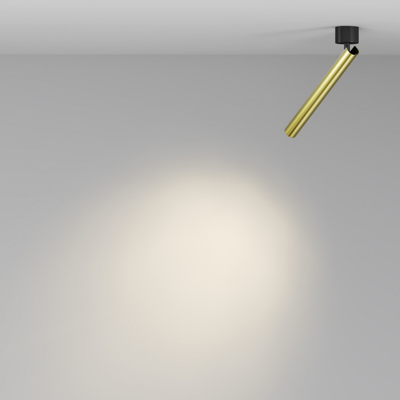 Reflektor sufitowy Focus T LED 3000K 3cm H30cm mosiądz Maytoni