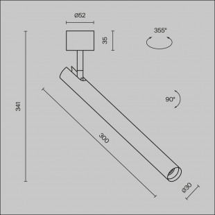 Reflektor sufitowy Focus T LED 3000K 3cm H30cm mosiądz Maytoni