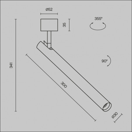 Reflektor sufitowy Focus T LED 3000K 3cm H30cm mosiądz Maytoni