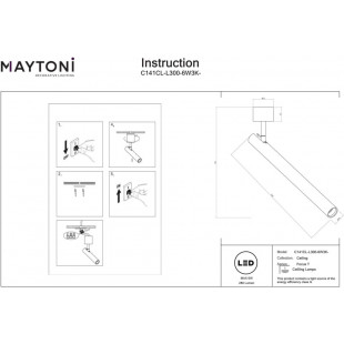 Reflektor sufitowy Focus T LED 3000K 3cm H30cm mosiądz Maytoni