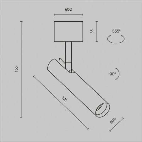 Reflektor sufitowy Focus T LED 3000K 3cm H12,5cm mosiężny Maytoni