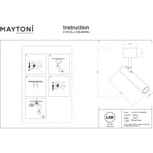 Reflektor sufitowy Focus T LED 3000K 3cm H12,5cm mosiężny Maytoni
