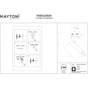 Reflektor sufitowy podtynkowy Focus T LED 3000K 3cm H12,5cm czarny Maytoni
