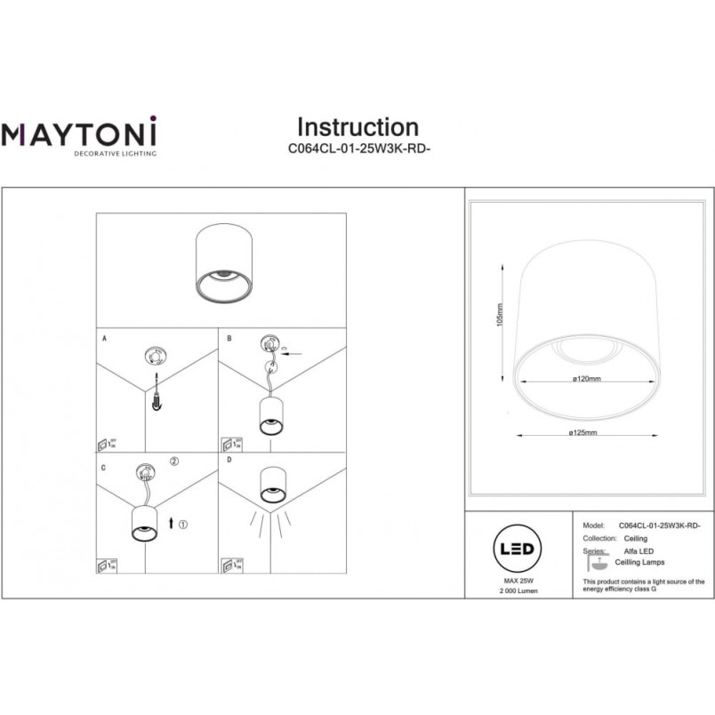 Lampa spot tuba Alfa LED 3000K 12,5cm biała Maytoni