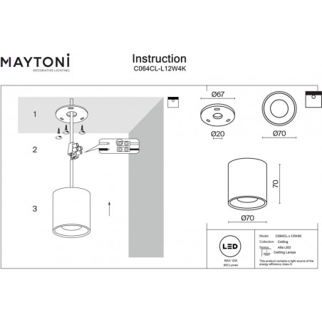 Lampa spot tuba Alfa LED 4000K 7cm biała Maytoni