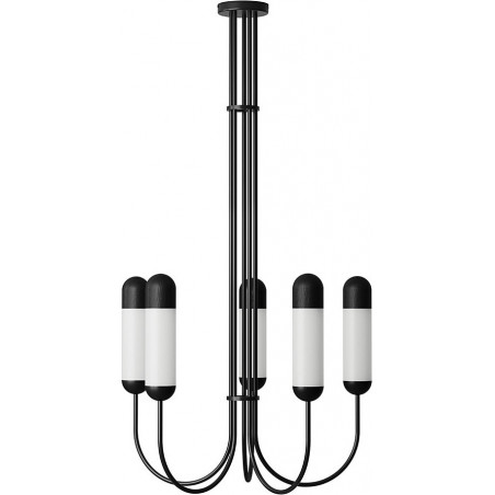 Żyrandol wiszący szklany z drewnem Funsui B 73,7cm H132,7cm czarny Ummo