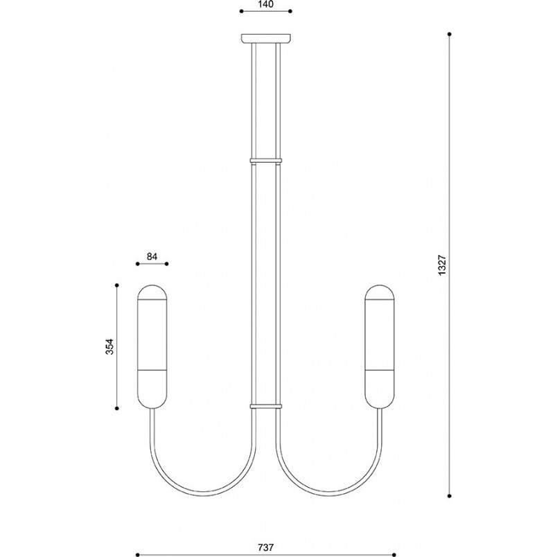 Żyrandol wiszący szklany z drewnem Funsui B 73,7cm H132,7cm czarny Ummo