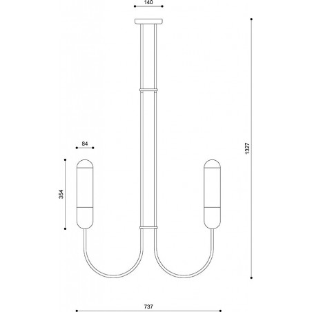 Żyrandol wiszący szklany z drewnem Funsui B 73,7cm H132,7cm czarny Ummo