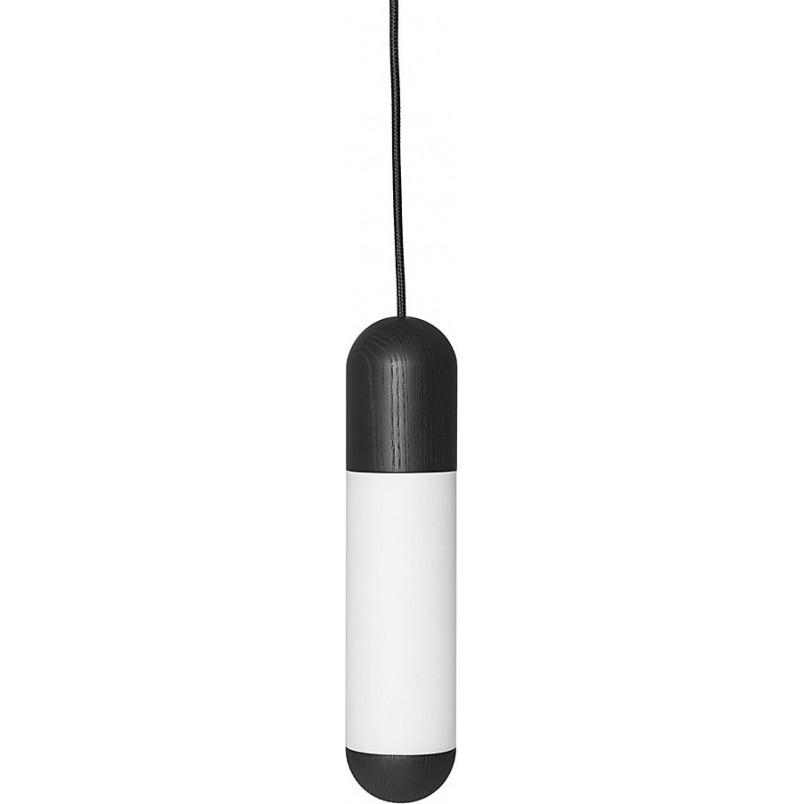 Lampa wisząca szklana z drewnem Funsui  8,4cm czarno-biała Ummo