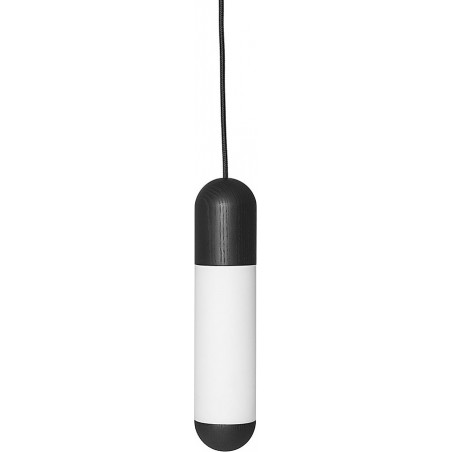 Lampa wisząca szklana z drewnem Funsui  8,4cm czarno-biała Ummo