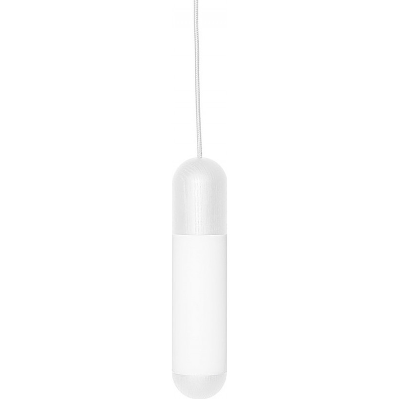 Lampa wisząca szklana z drewnem Funsui  8,4cm biała Ummo