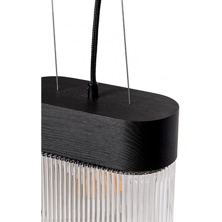 Lampa wisząca drewniana z ryflowanym kloszem Flumina 20,5cm czarna Ummo