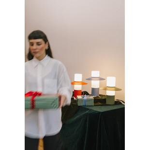 Lampa stołowa retro Caponio niebieska Ummo
