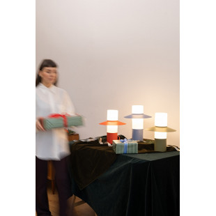 Lampa stołowa retro Caponio niebieska Ummo