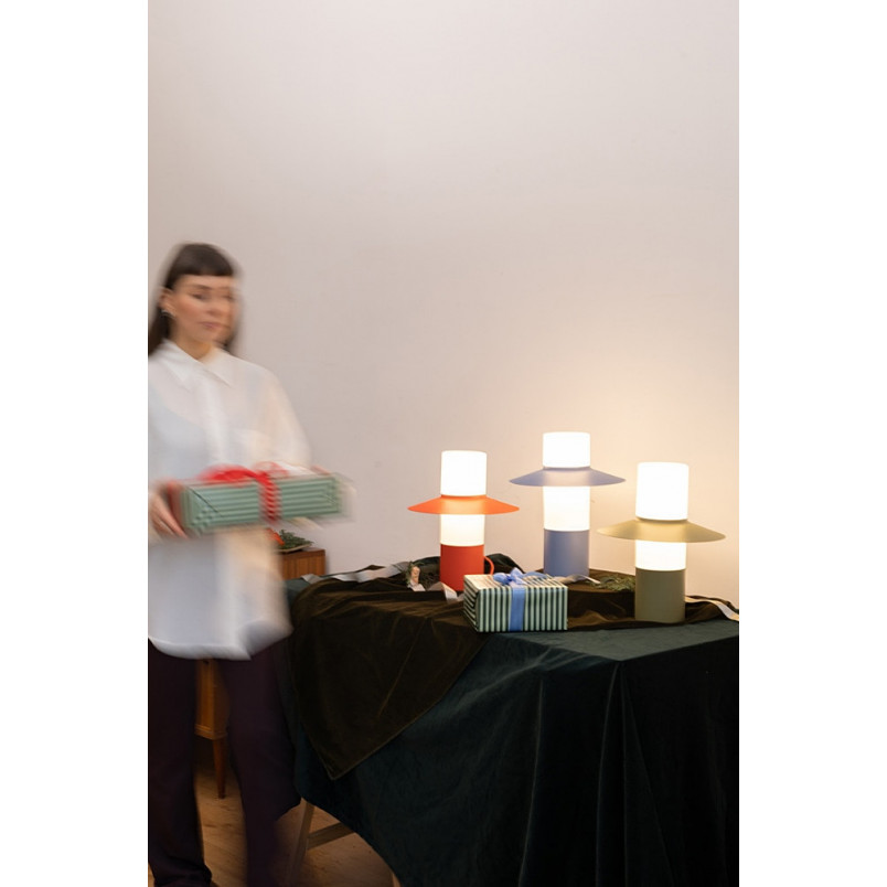 Lampa stołowa retro Caponio niebieska Ummo