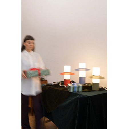 Lampa stołowa retro Caponio niebieska Ummo