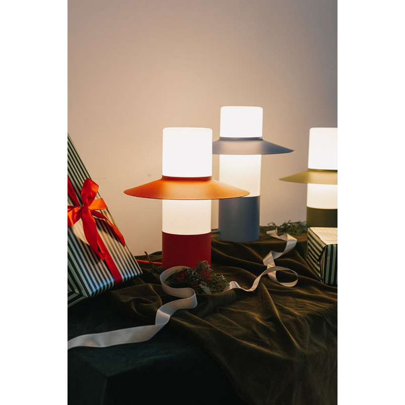 Lampa stołowa retro Caponio czerwono-pomarańczowa Ummo