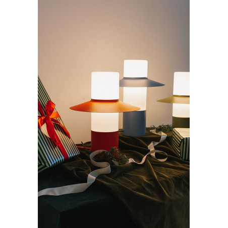 Lampa stołowa retro Caponio czerwono-pomarańczowa Ummo