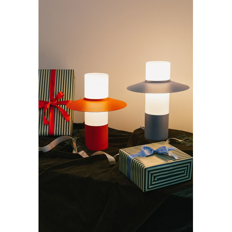 Lampa stołowa retro Caponio czerwono-pomarańczowa Ummo