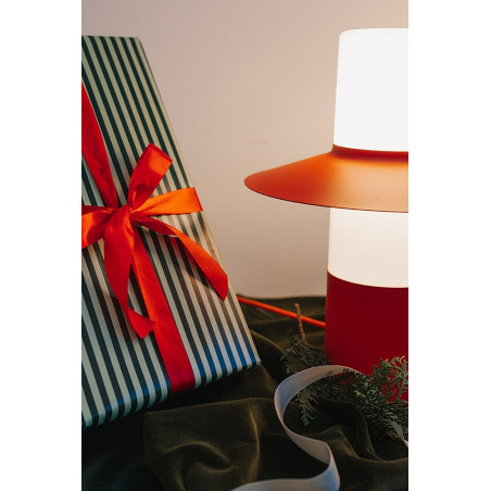 Lampa stołowa retro Caponio czerwono-pomarańczowa Ummo