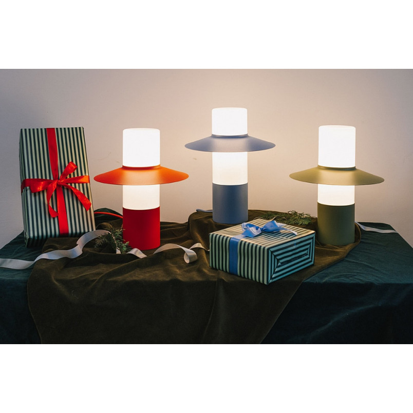 Lampa stołowa retro Caponio czerwono-pomarańczowa Ummo