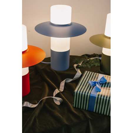 Lampa stołowa retro Caponio oliwkowa Ummo