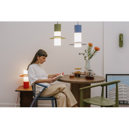 Lampa wisząca retro Caponio 28cm niebieska Ummo