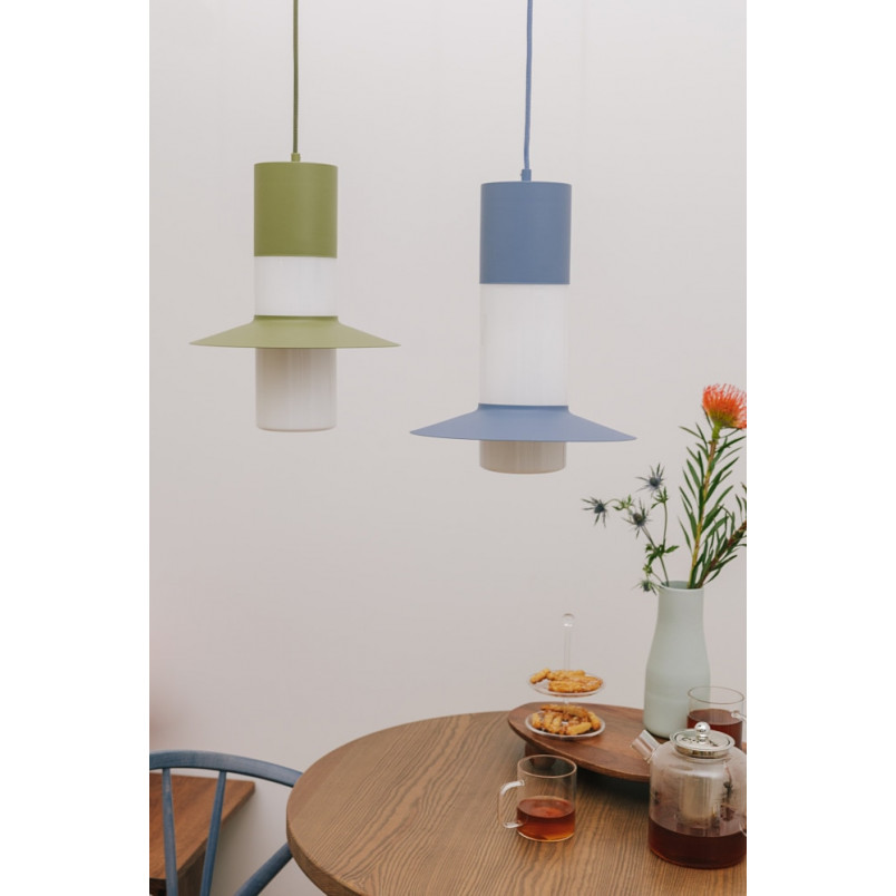 Lampa wisząca retro Caponio 28cm oliwkowa Ummo