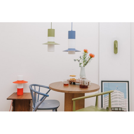 Lampa wisząca retro Caponio 28cm oliwkowa Ummo