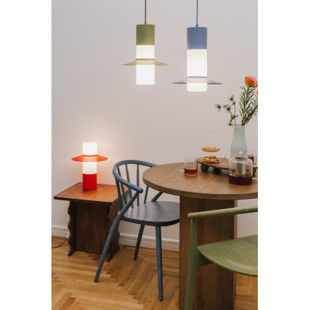 Lampa wisząca retro Caponio 28cm oliwkowa Ummo